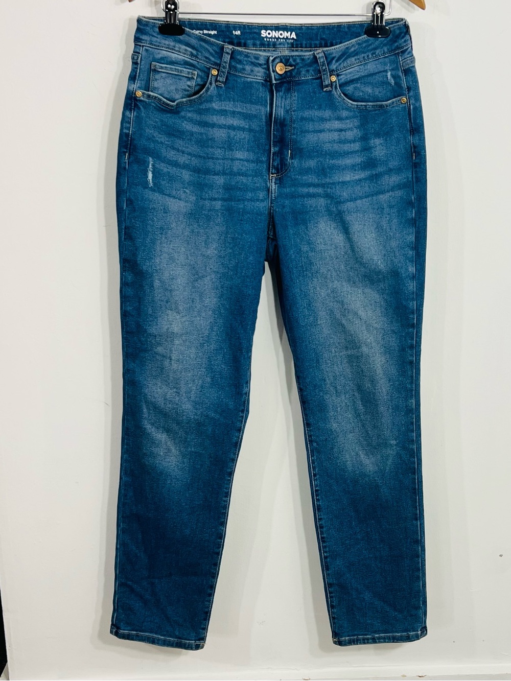 Sonoma Curvy Straight Size 14 Classic 5 Pocket Denim Jeans Flattering Coloring